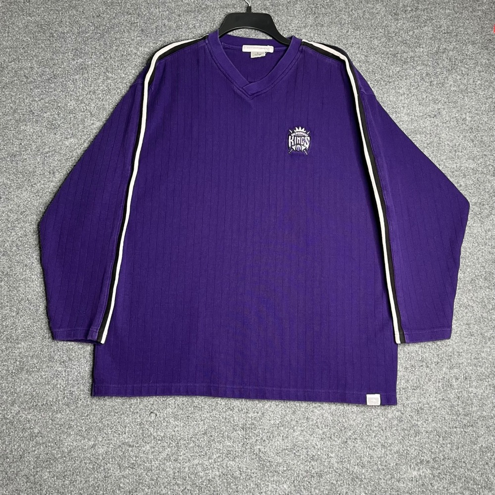 Vintage Antigua Sport Sacramento Kings NBA Ribbed V-Neck Long Sleeve Shirt XL